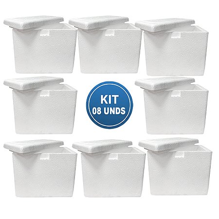 Caixa EPS ISOPOR® 03 Litros Parede Simples - Kit com 08 unidades