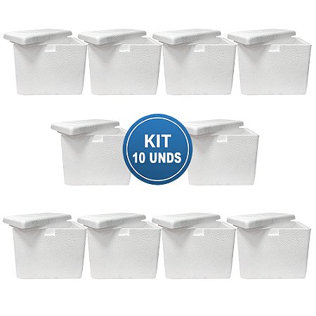 Caixa EPS ISOPOR® 03 Litros Parede Simples - Kit com 10 unidades