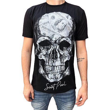 Camiseta Saint Paul Black Skull - Loja Atômica - Loja online de moda  masculina