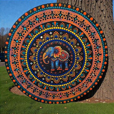 Mandala Elefante Sagrado – Energia, Proteção e Abundância 60 cm