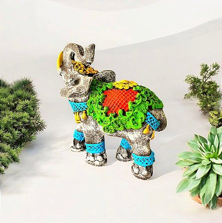Elefante Gesso Cerâmico 21 Cm