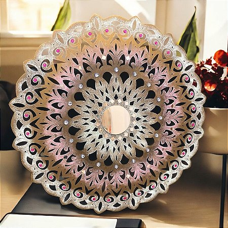 Mandala Decorativa Vazada com Espelho - 60 cm
