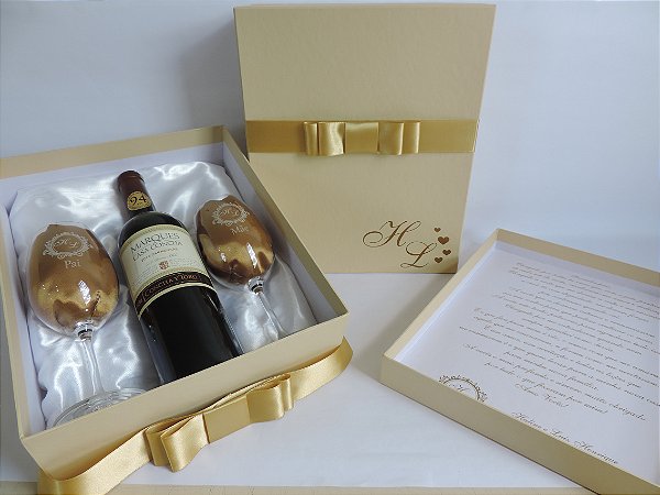 Kit Taças de Cristal de VINHHO com espaço para Vinho Tradicional - COM MENSAGEM