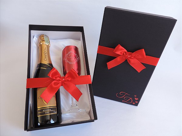 Taça de Champanhe - Kit Individual + Mensagem Interna + Espaço 375ml