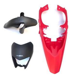Carenagem Do Farol Xre300 Vermelho + Paralama Preto + Bico Vermelho