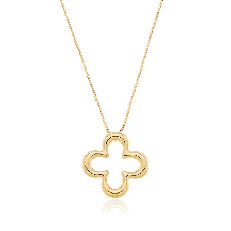 COLAR TREVO VAZADO - BANHO DE OURO 18K