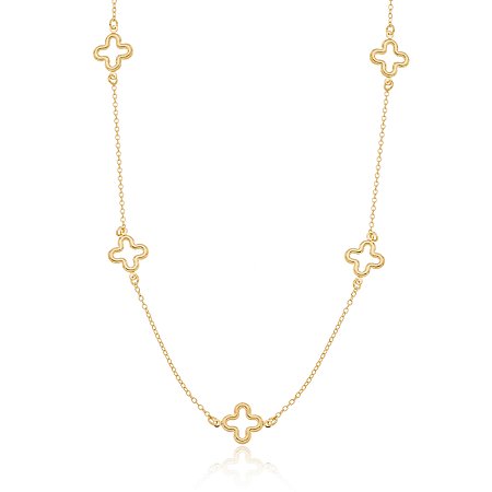 COLAR LONGO TREVOS VAZADOS - BANHO OURO 18K