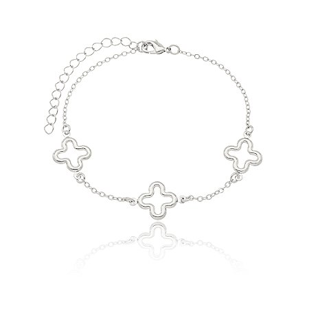 PULSEIRA TREVOS VAZADOS - BANHO DE PRATA