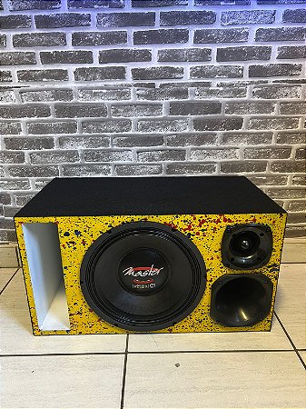 CAIXA TRIO MASTER 620 RMS AMARELA BOCAL DE PLÁSTICO COM DRIVER COMPET E TWITTER UNLIKE 100 RMS