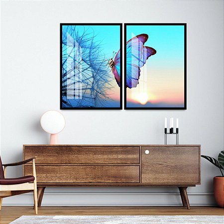 Dois Quadros - Borboleta Dente de Leão