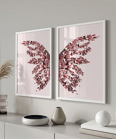 Dois Quadros - Borboleta Rose