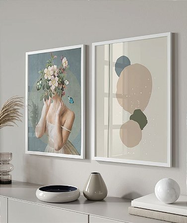 Dois Quadros - Woman Flower e Abstrato