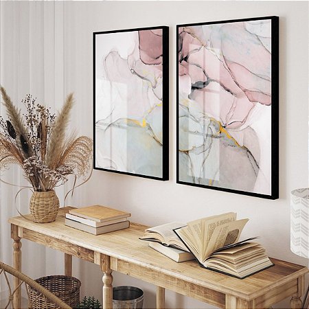 Dois Quadros - Rose Abstrato