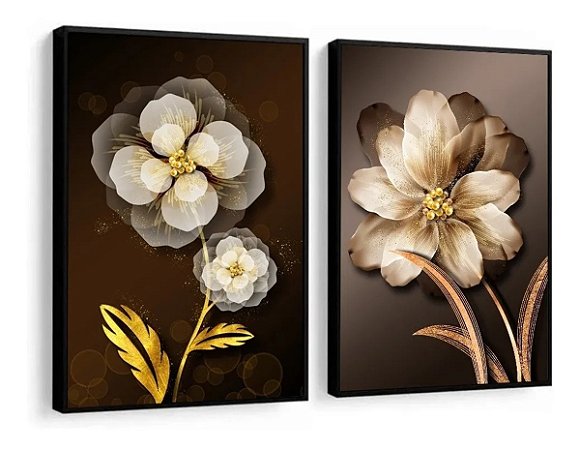 Dois Quadros - Flores Neutra