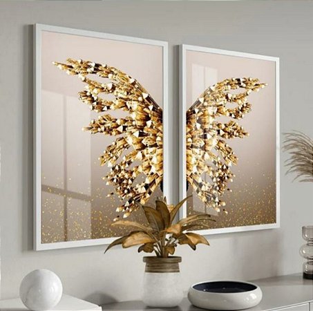 Dois Quadros - Borboleta Dourada