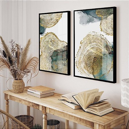 Dois Quadros - Abstrato Verde Moderno