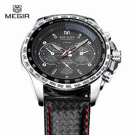 Relógio De Luxo Megir Modelo Executivo +caixa Envio Imediato