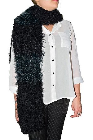 Cachecol Preto com Verde Garrafa