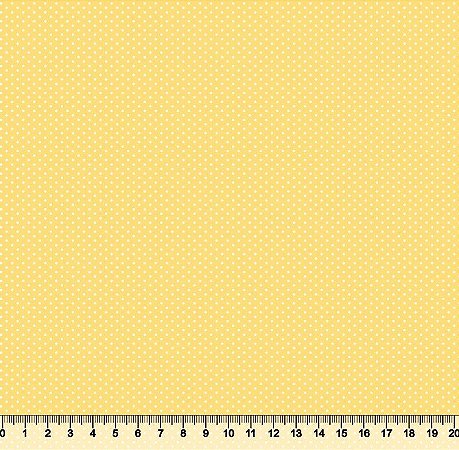 Bolinha DESENHO 2339-09 Fundo Amarelo Micro Bolinha Branca Tricoline 100% Algodão - (0,50 compr. x largura 1,50m)