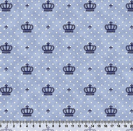 Coroa com Poeirinha Azul DESENHO 2546-01  Tricoline 100% Algodão - (0,50 compr. x largura 1,50m)