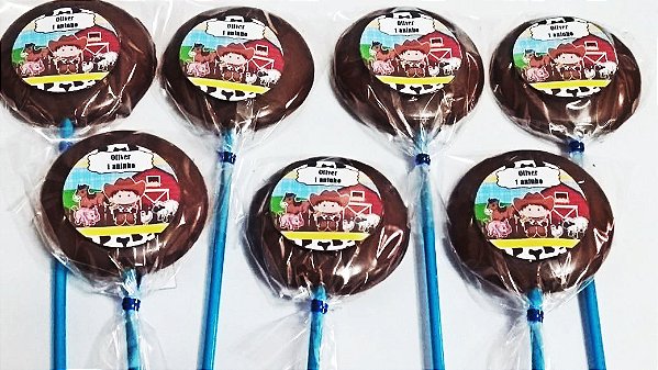 Pirulito FAZENDINHA de chocolate personalizado