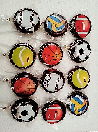 Pirulito BOLAS ESPORTE de chocolate personalizado