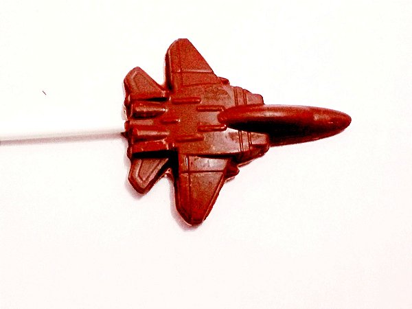 Pirulito avião a jato de chocolate ao leite