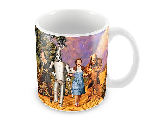 Caneca porcelana branca personalizada O Mágico de Oz
