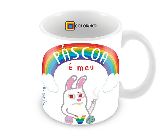 Caneca porcelana branca personalizada Páscoa é meu ovo