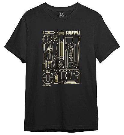 Camiseta Masculina Revost Survival - Preto