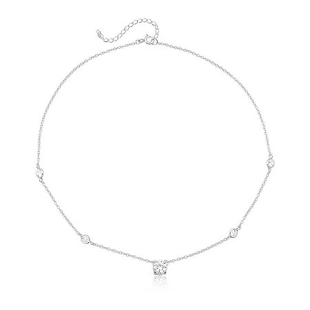 CHOKER DE PRATA PONTO DE LUZ CRISTAL