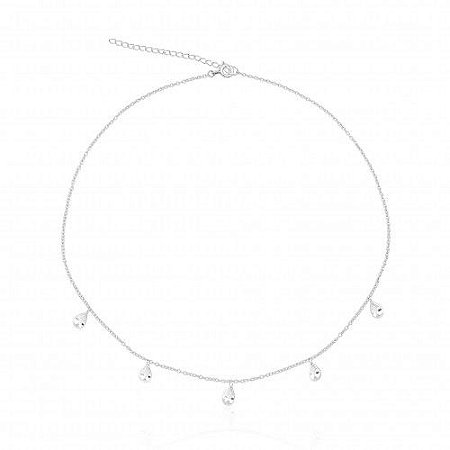 CHOKER DE PRATA GOTA CRISTAL