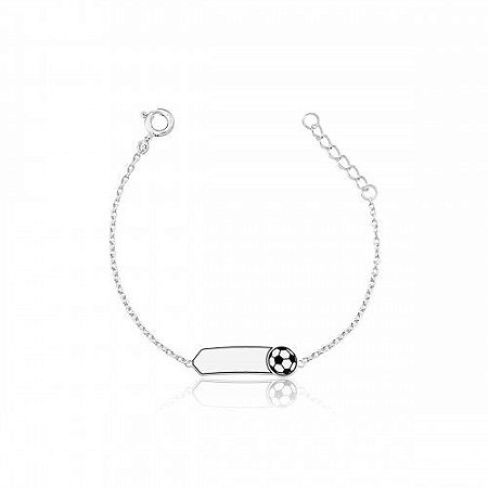 PULSEIRA DE PRATA INFANTIL BOLA DE FUTEBOL