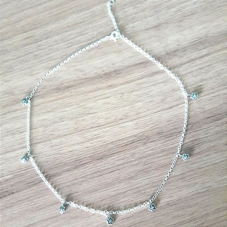 CHOKER DE PRATA FLORZINHA