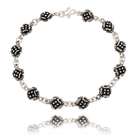 PULSEIRA DE PRATA DE BALI FLORZINHA COM PÓLEN