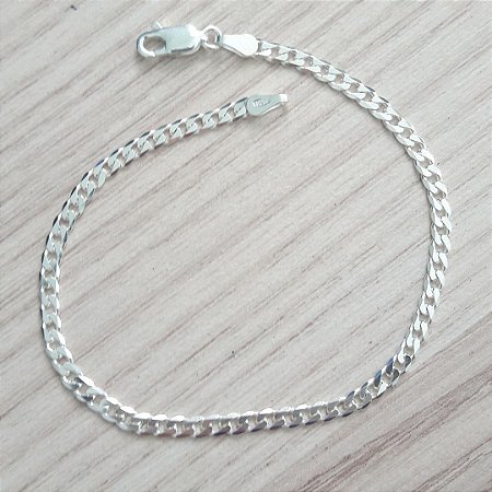 PULSEIRA DE PRATA MASCULINA GRUMET 21 CM X 0,3 CM