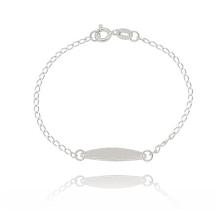 PULSEIRA DE PRATA INFANTIL PLAQUINHA TRABALHADA