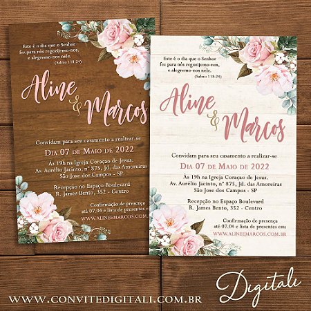 Convite de Casamento Digital Editável Frete Grátis Promoção