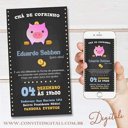 Convite Chá de Cofrinho - Arte Digital