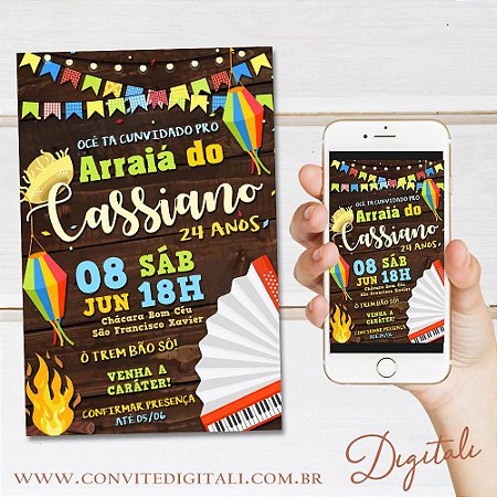 Convite Festa Junina Arraiá - Arte Digital - Digitali Convites e Kits  Digitais