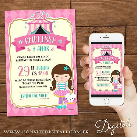 Convite Circo Menina - Arte Digital