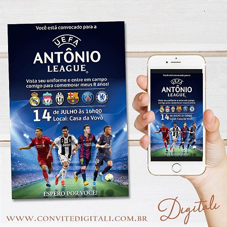 Convite Liga dos Campeões Champions League - Arte Digital