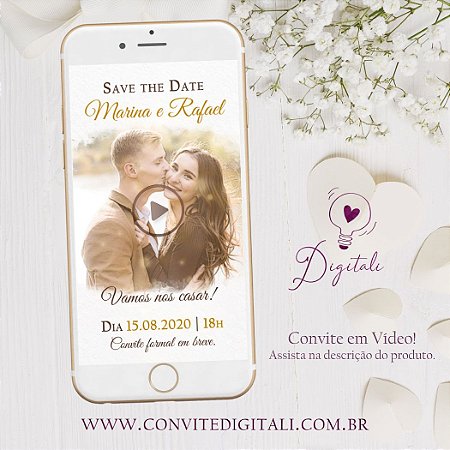Save The Date Animado Em Video Para Casamento Ou Noivado Com Foto Convite Digitali Digitali Convites E Kits Digitais