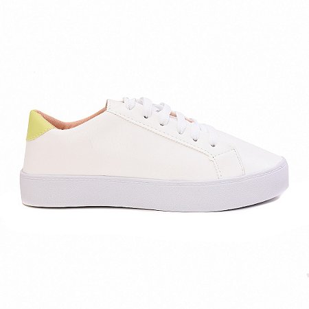 Tênis Feminino Branco Casual Com Cadarço