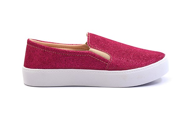 TÊNIS FEMININO SLIP ON PINK  BRILHO