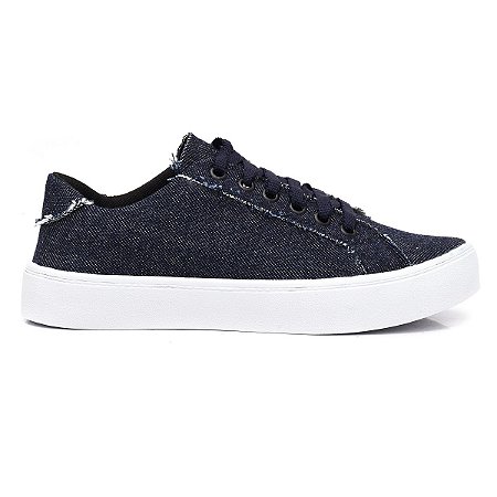 Tênis Feminino Casual Jeans Com Cadarço