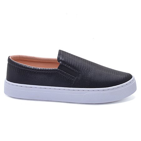 Tênis Feminino Slip On Preto Croco