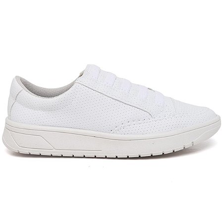 Tênis Feminino Casual Com Cadarço Elástico Branco
