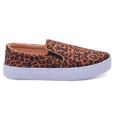 Tênis Feminino Slip On Animal Print Onça