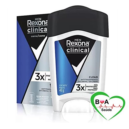 ANTITRANSPIRANTE EM CREME REXONA CLINICAL CLEAN MEN AZUL 48 G Formula Antiga